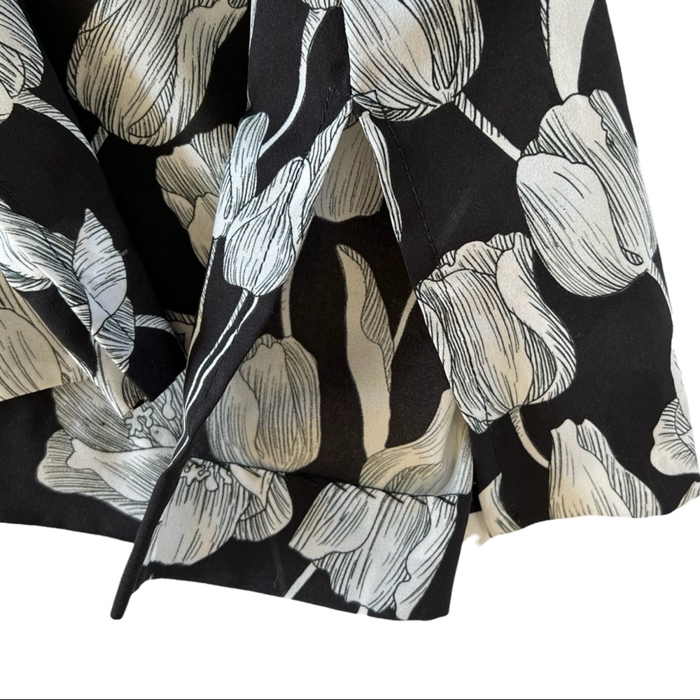 Alex Colman Sports Wear Vintage Floral Print Hood Long Sleeve Black White Tunic - Picture 10 of 13